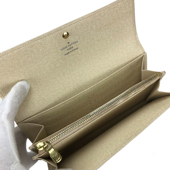 LOUIS VUITTON Bifold Wallet Portefeuille Sara N61735 Damier Azur Leather LV PVC - Picture 2 of 9